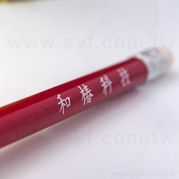 鉛筆-紅色印刷原木環保禮品-橡皮擦頭廣告筆-工廠客製化印刷贈品筆-8556-4